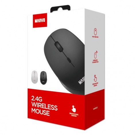 Mysz bezprzewodowa, Marvo WM103BK, czarna, optyczna, 1600DPI, EOL