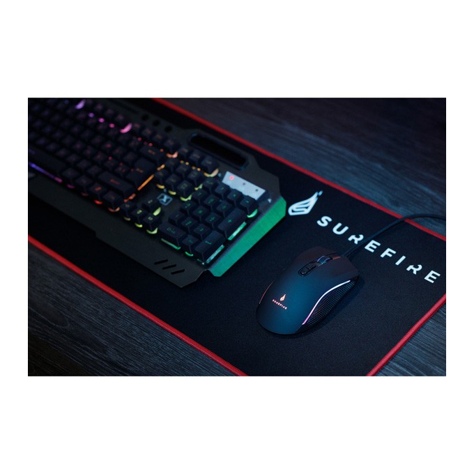 Mysz przewodowa, Surefire Hawk Claw Gaming, czarna, optyczna, 6400DPI