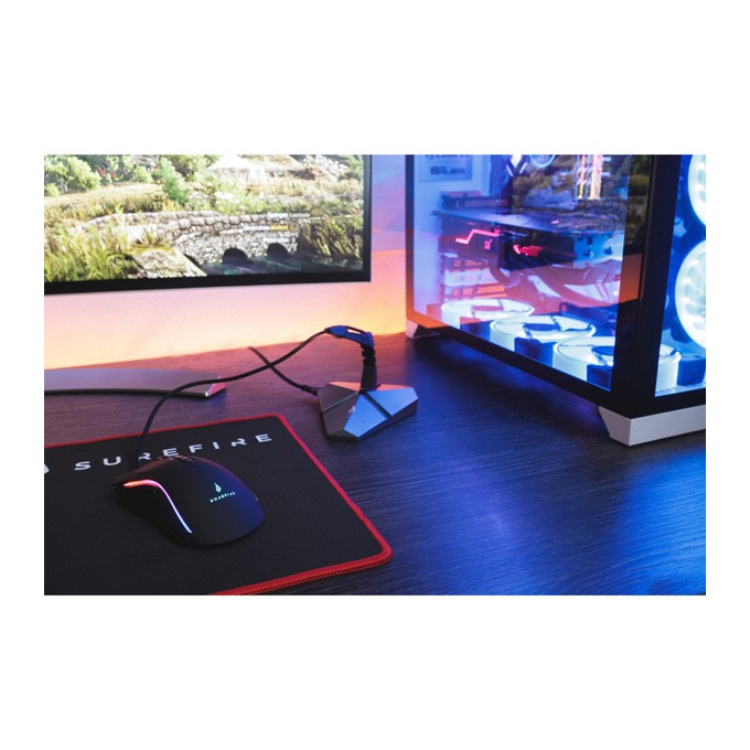 Mysz przewodowa, Surefire Hawk Claw Gaming, czarna, optyczna, 6400DPI