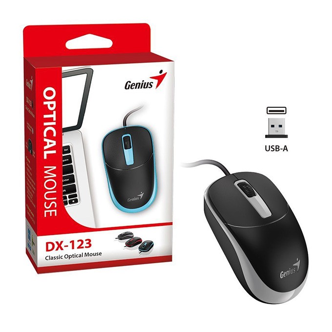 Mysz przewodowa, Genius DX-123, czarno-szara, optyczna, 1200DPI