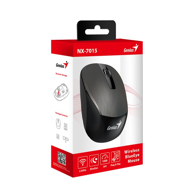 Mysz bezprzewodowa, Genius NX-7015, czekoladowy, optyczna, 1600DPI