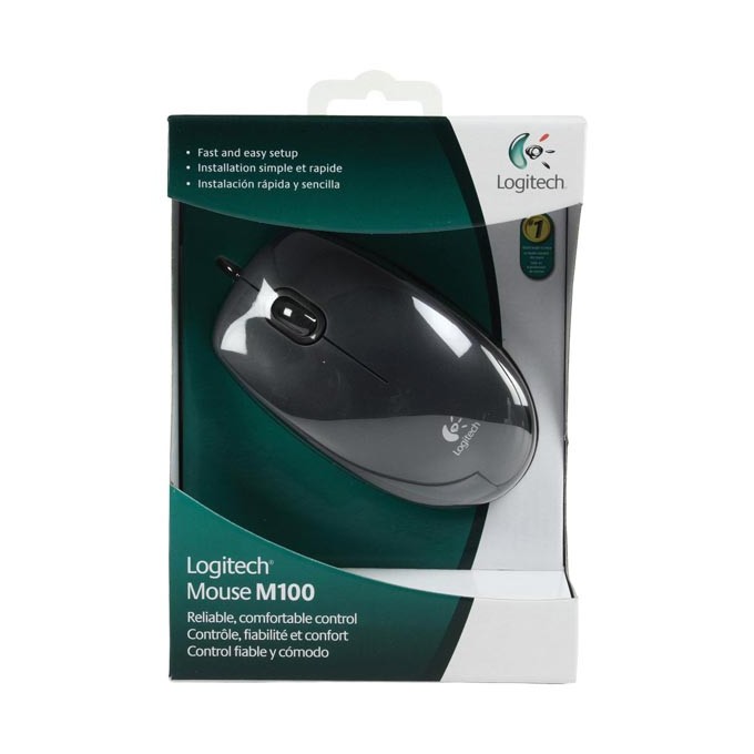 Mysz przewodowa, Logitech M100, czarna, optyczna, 1000DPI