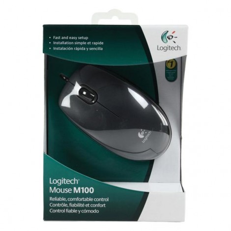 Mysz przewodowa, Logitech M100, czarna, optyczna, 1000DPI