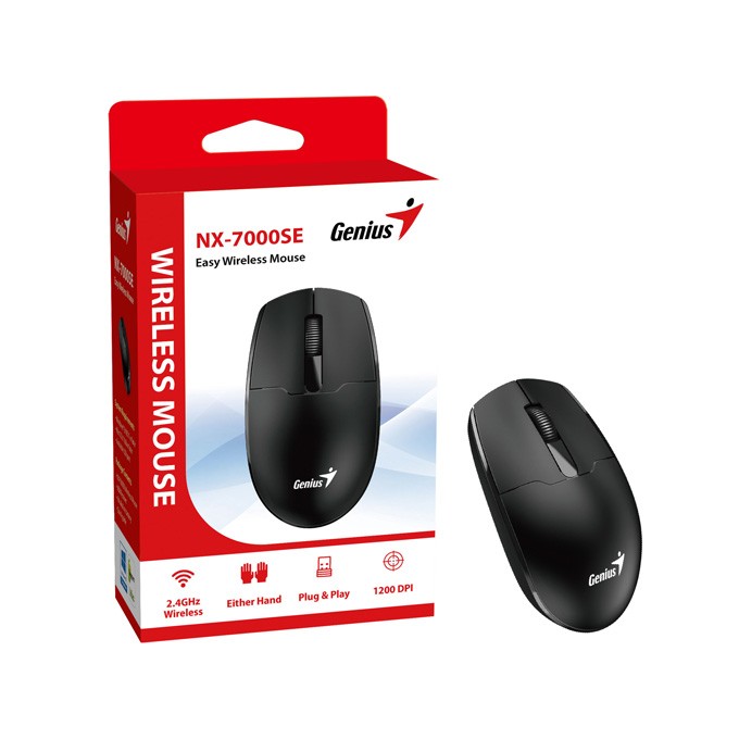 Mysz bezprzewodowa, Genius NX-7000SE, czarna, optyczna, 1200DPI