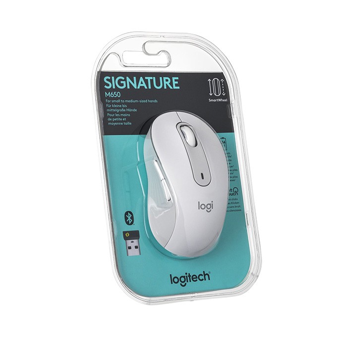 Mysz bezprzewodowa, Logitech M650, biała, optyczna, 2000DPI