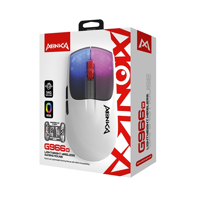 Mysz Marvo MONKA VERO, biała, optyczna, 10000DPI, Tri-Mode