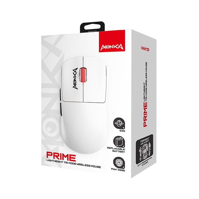 Mysz Marvo MONKA PRIME, biała, optyczna, 26000DPI, Tri-Mode