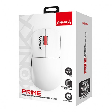 Mysz Marvo MONKA PRIME, biała, optyczna, 26000DPI, Tri-Mode