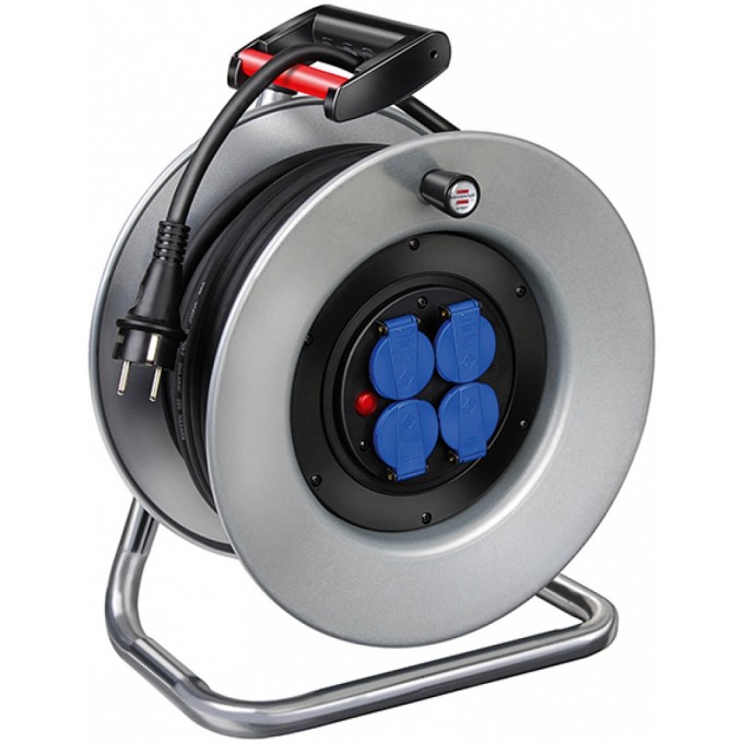 Przedłużacz bębnowy BRENNENSTUHL Garant Stal 240", H05RRF3G1. 5, 4 gniazdka, 25m, srebrnoczarny