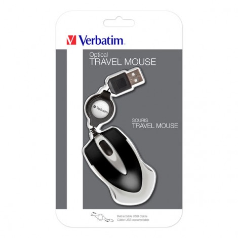 Mysz przewodowa, Verbatim Go Mini 49020, czarna, optyczna, 1000DPI
