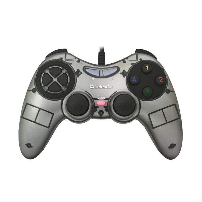 Gamepad Defender Zoom, 10przycisk, USB, szary, wibrujący, Windows XP/VISTA/7/8/10