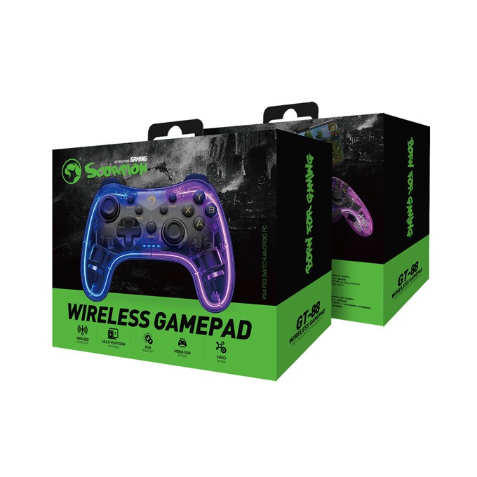 Gamepad Marvo GHOST 40, bezprzewodowy, 17przycisk, przezroczysty