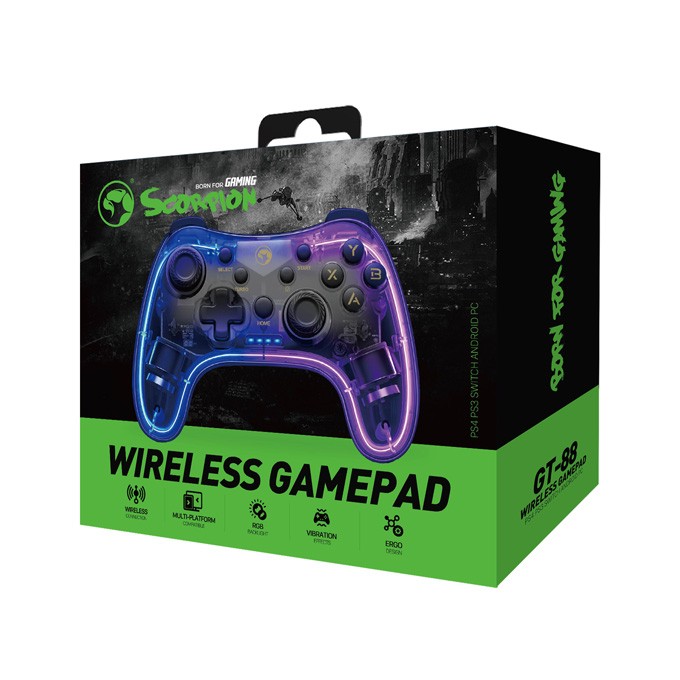 Gamepad Marvo GHOST 40, bezprzewodowy, 17przycisk, przezroczysty