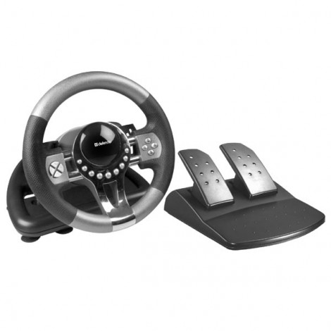 Kierownica Defender FORSAGE GTR, 12, USB, czarno-szary, z pedałami, Windows 98/2000 / ME / XP / VISTA / 7 Kierownica Defender FORSAGE GTR, 12, USB, czarno-szary, z pedałami, Windows 98/2000 / ME / XP / VISTA / 7