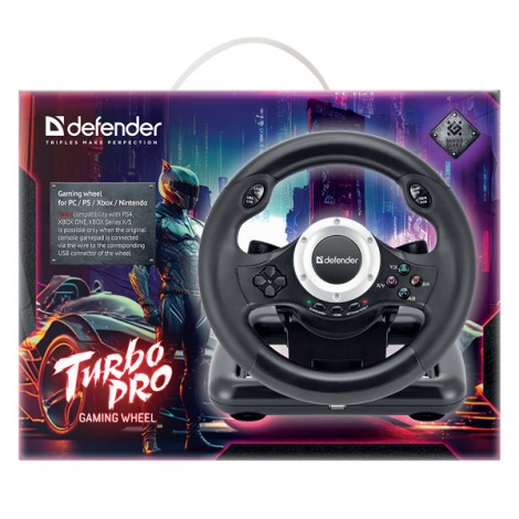 Kierownica Defender TURBO PRO, 10przycisk, USB, czarny, z pedałami, PS3,PS4,PC,Xbox One,Xbox Series X/S,Nintendo Switc Kierownica Defender TURBO PRO, 10przycisk, USB, czarny, z pedałami, PS3,PS4,PC,Xbox One,Xbox Series X/S,Nintendo Switc