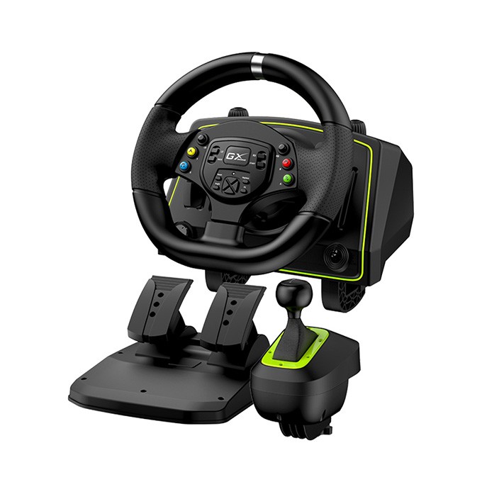 Kierownica Genius GX Gaming SpeedMaster X2, kierownica z pedałami i dźwignią zmiany biegów, 13przycisk, USB, czarny
