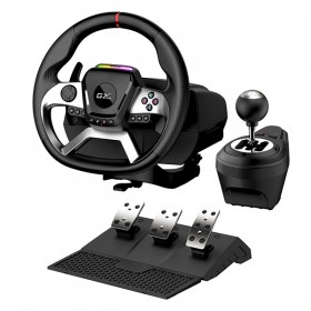 Kierownica Genius GX Gaming SpeedMaster X5 FF, kierownica z pedałami i dźwignią zmiany biegów, USB-C, czarny, PC, 