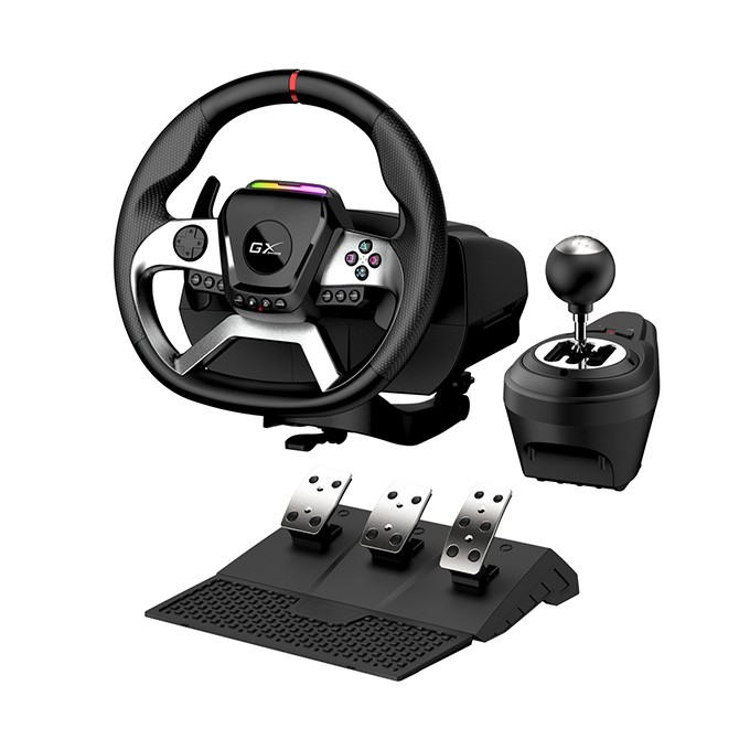 Kierownica Genius GX Gaming SpeedMaster X5 FF, kierownica z pedałami i dźwignią zmiany biegów, USB-C, czarny, PC, 