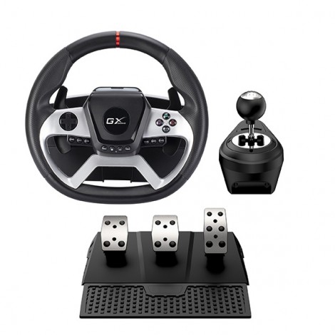 Kierownica Genius GX Gaming SpeedMaster X5 FF, kierownica z pedałami i dźwignią zmiany biegów, USB-C, czarny, PC, Kierownica Genius GX Gaming SpeedMaster X5 FF, kierownica z pedałami i dźwignią zmiany biegów, USB-C, czarny, PC,