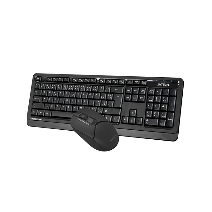 A4Tech FG1012, Zestaw klawiatur z myszą optyczną bezprzewodową, AA, CZ, klasyczna, 2.4 [Ghz], bezprzewodowa, czarna