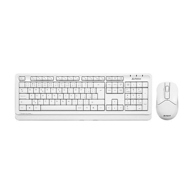 A4Tech FG1012, Zestaw klawiatur z myszą optyczną bezprzewodową, AA, CZ, klasyczna, 2.4 [Ghz], bezprzewodowa, biała
