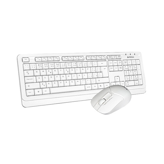 A4Tech FG1012, Zestaw klawiatur z myszą optyczną bezprzewodową, AA, CZ, klasyczna, 2.4 [Ghz], bezprzewodowa, biała