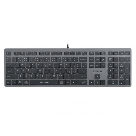 A4Tech FX50, Klawiatura CZ, klasyczna, niski profil rodzaj przewodowa (USB), szara