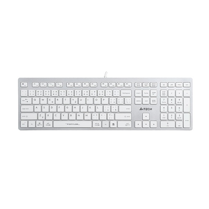 A4Tech FX50, Klawiatura CZ, klasyczna, niski profil rodzaj przewodowa (USB), biała