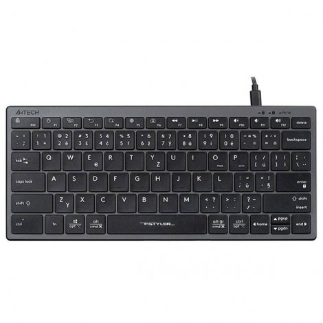 A4Tech FX51, Klawiatura CZ, bez bloku numerycznego, niski profil rodzaj przewodowa (USB), szara