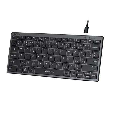 A4Tech FX51, Klawiatura CZ, bez bloku numerycznego, niski profil rodzaj przewodowa (USB), szara