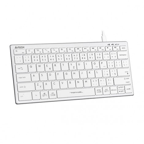 A4Tech FX51, Klawiatura CZ, bez bloku numerycznego, niski profil rodzaj przewodowa (USB), biała