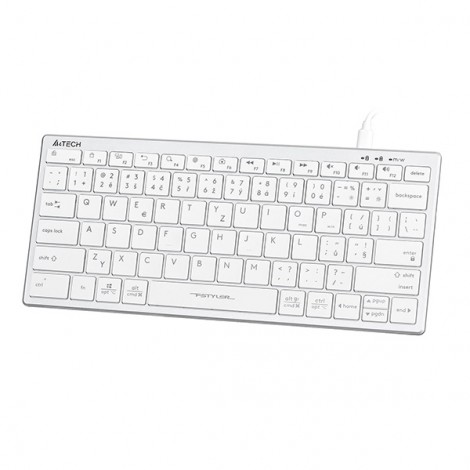 A4Tech FX51, Klawiatura CZ, bez bloku numerycznego, niski profil rodzaj przewodowa (USB), biała