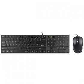 Genius SlimStar C126 COPILOT, zestaw klawiatura z optyczną myszką, CZ/SK, przewodowa (USB), czarna, niski profil
