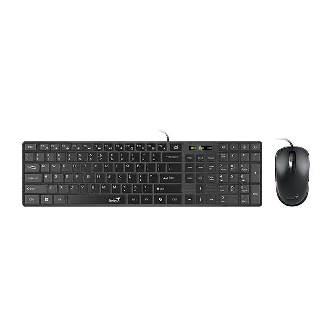Genius SlimStar C126 COPILOT, zestaw klawiatura z optyczną myszką, CZ/SK, przewodowa (USB), czarna, niski profil