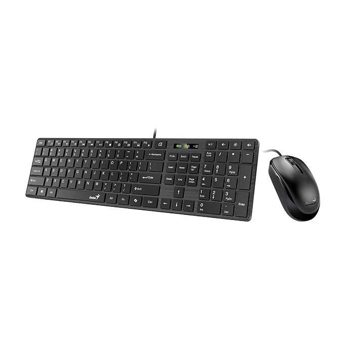 Genius SlimStar C126 COPILOT, zestaw klawiatura z optyczną myszką, CZ/SK, przewodowa (USB), czarna, niski profil