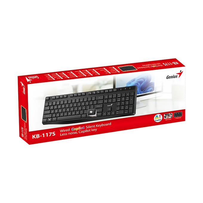 Genius KB-117S COPILOT, klawiatura CZ/SK, klasyczna, przewodowa (USB), czarna