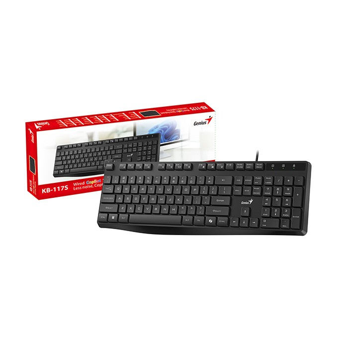 Genius KB-117S COPILOT, klawiatura CZ/SK, klasyczna, przewodowa (USB), czarna