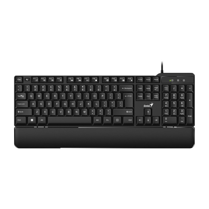 Genius KB-100XP, klawiatura CZ/SK, klasyczna, wodoodporna rodzaj przewodowa (USB), czarna, ergo podkładka pod 