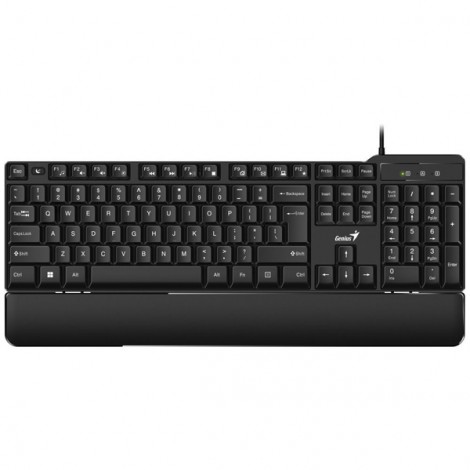 Genius KB-100XP, klawiatura CZ/SK, klasyczna, wodoodporna rodzaj przewodowa (USB), czarna, ergo podkładka pod 
