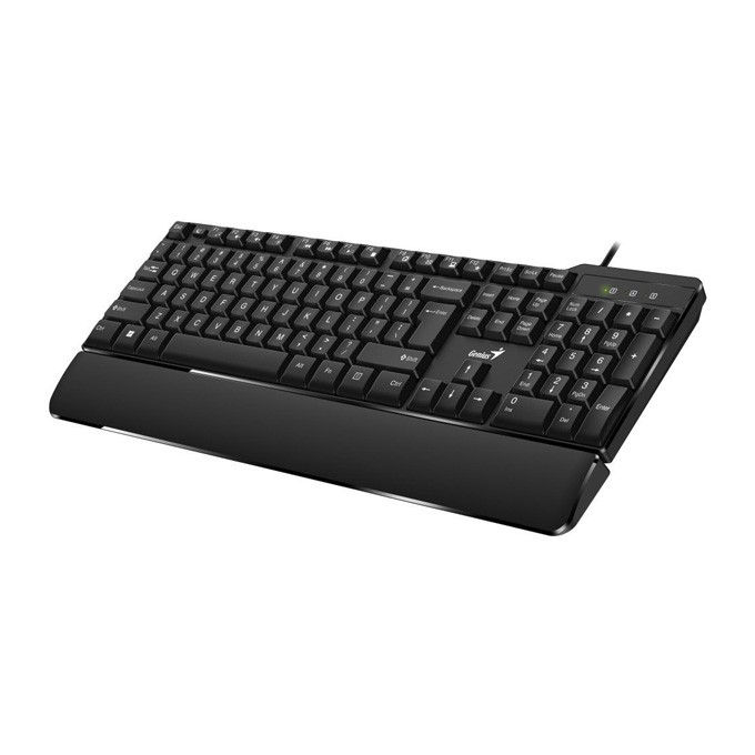 Genius KB-100XP, klawiatura CZ/SK, klasyczna, wodoodporna rodzaj przewodowa (USB), czarna, ergo podkładka pod 
