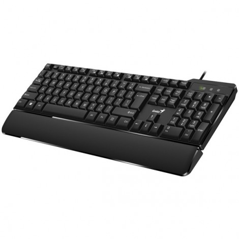 Genius KB-100XP, klawiatura CZ/SK, klasyczna, wodoodporna rodzaj przewodowa (USB), czarna, ergo podkładka pod 