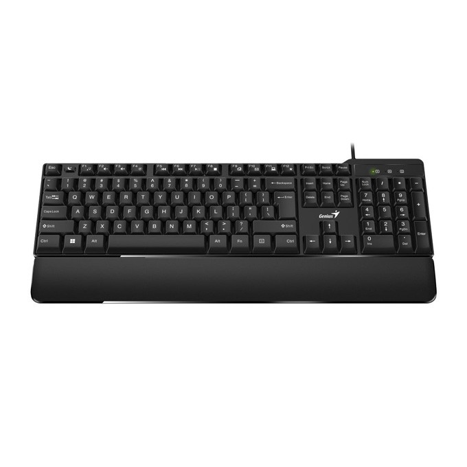 Genius KB-100XP, klawiatura CZ/SK, klasyczna, wodoodporna rodzaj przewodowa (USB), czarna, ergo podkładka pod 