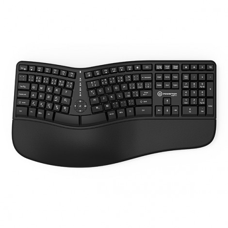 Powerton LANA, Klawiatura ergonomiczna CZ/SK, przewodowa (USB), czarna