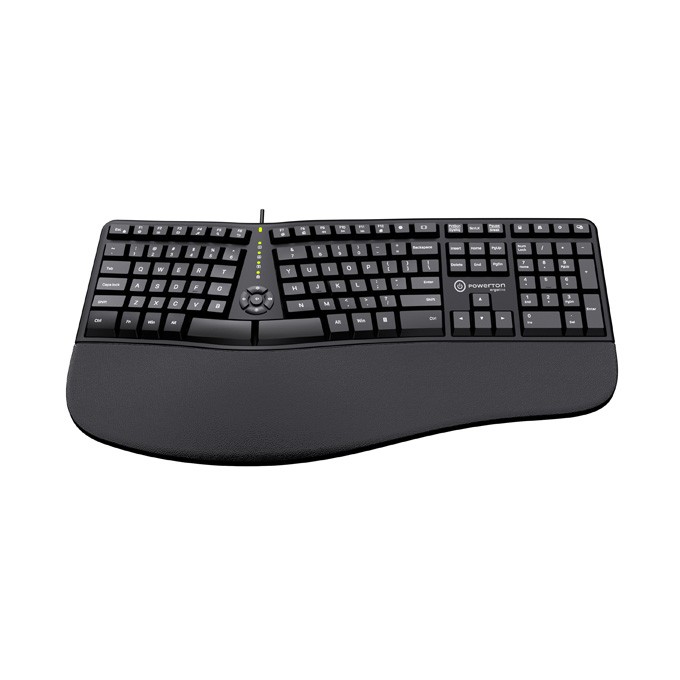Powerton LANA, Klawiatura ergonomiczna CZ/SK, przewodowa (USB), czarna
