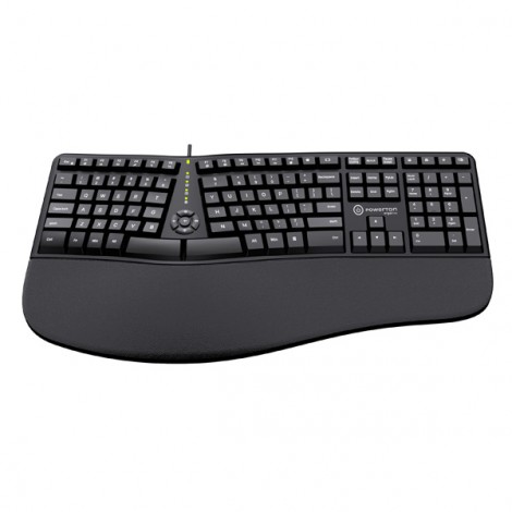 Powerton LANA, Klawiatura ergonomiczna CZ/SK, przewodowa (USB), czarna