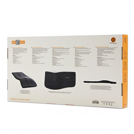 Powerton LANA, Klawiatura ergonomiczna CZ/SK, przewodowa (USB), czarna