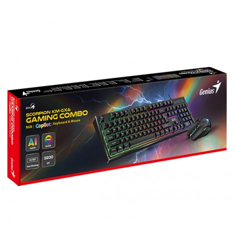Genius GX GAMING Scorpion KM-GX6, Zestaw klawiatur CZ/SK, do gry, przewodowa (USB), czarna Genius GX GAMING Scorpion KM-GX6, Zestaw klawiatur CZ/SK, do gry, przewodowa (USB), czarna