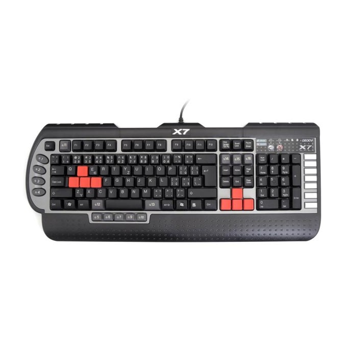 A4Tech G800V, klawiatura CZ, do gry, wodoodporny rodzaj przewodowa (USB), czarna