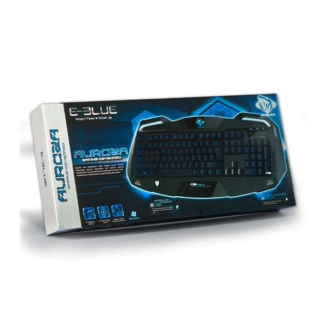 E-blue Auroza, klawiatura US, do gry, podświetlane krawędzie rodzaj przewodowa (USB), czarna