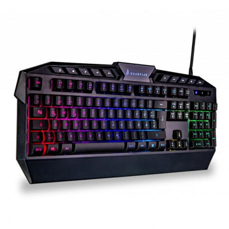 SureFire KingPin RGB, klawiatura US, ergonomiczna, przewodowa (USB), czarna